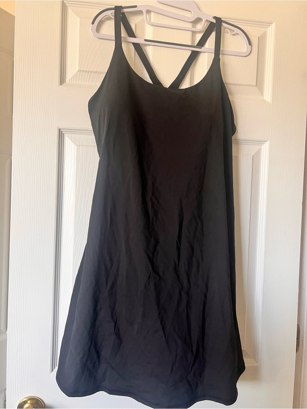 HALARA Black One-Piece Swim Dress with Cross Back Straps